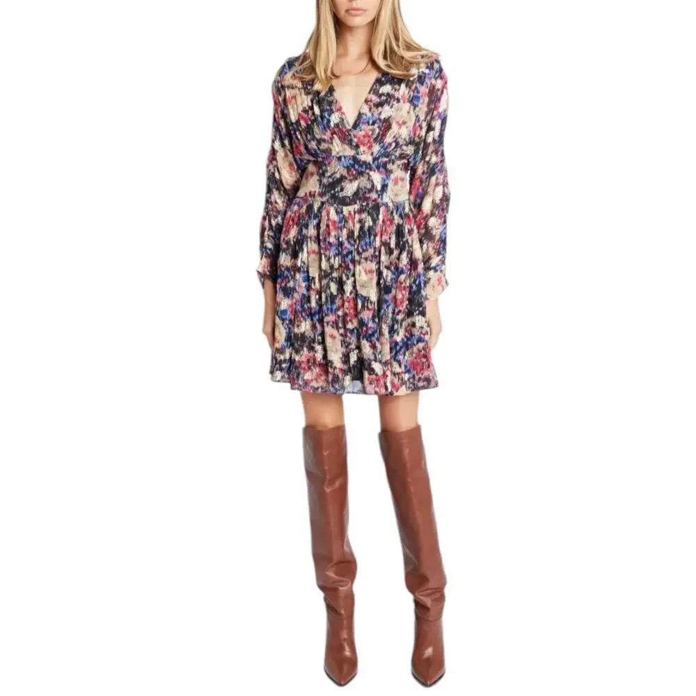 New Women’s Berenice Rayan Gold Print Short Dress Size 36/Small